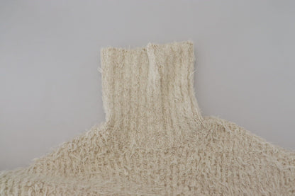 Pull en laine à col montant en tricot crème de Dolce & Gabbana