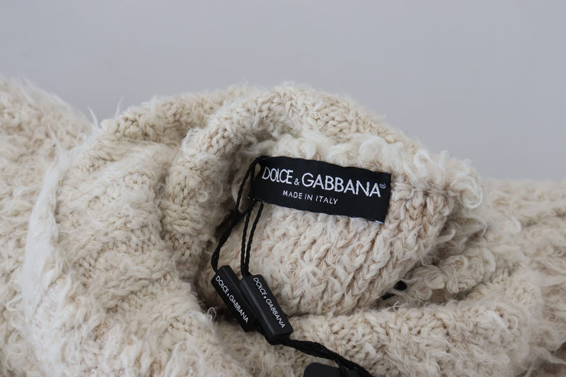 Dolce &amp; Gabbana gebreide trui met hoge hals van crèmekleurige wol