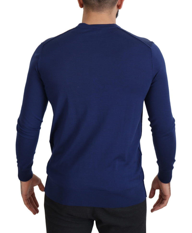 Dolce &amp; Gabbana blauwe wollen V-hals cardigan met knopen