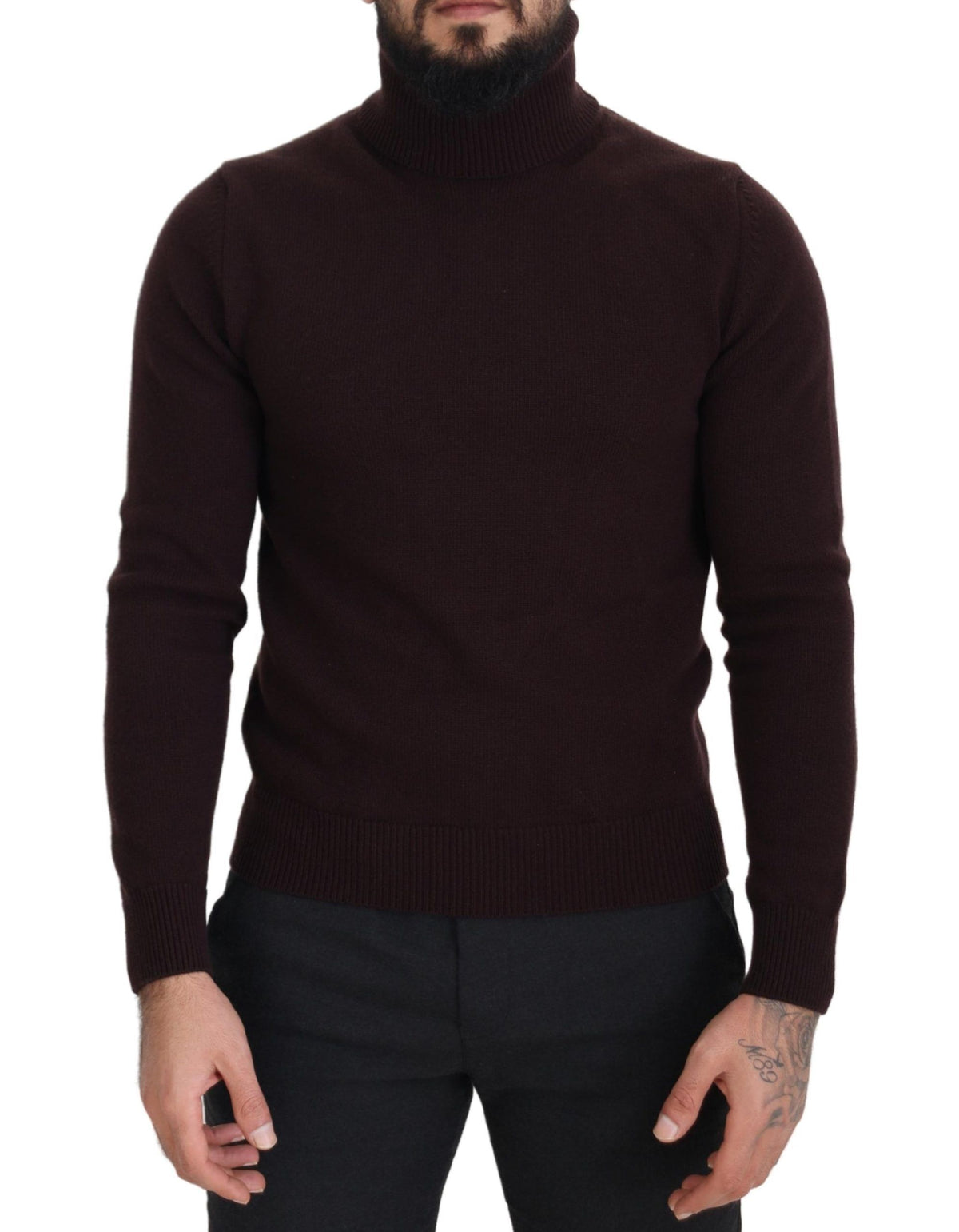 Pull en laine à col montant brun de Dolce &amp; Gabbana