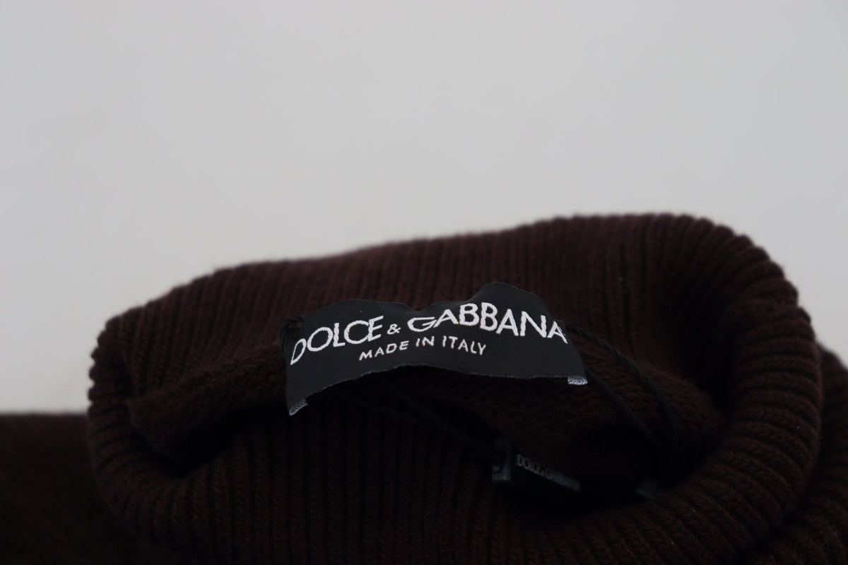 Pull en laine à col montant brun de Dolce &amp; Gabbana