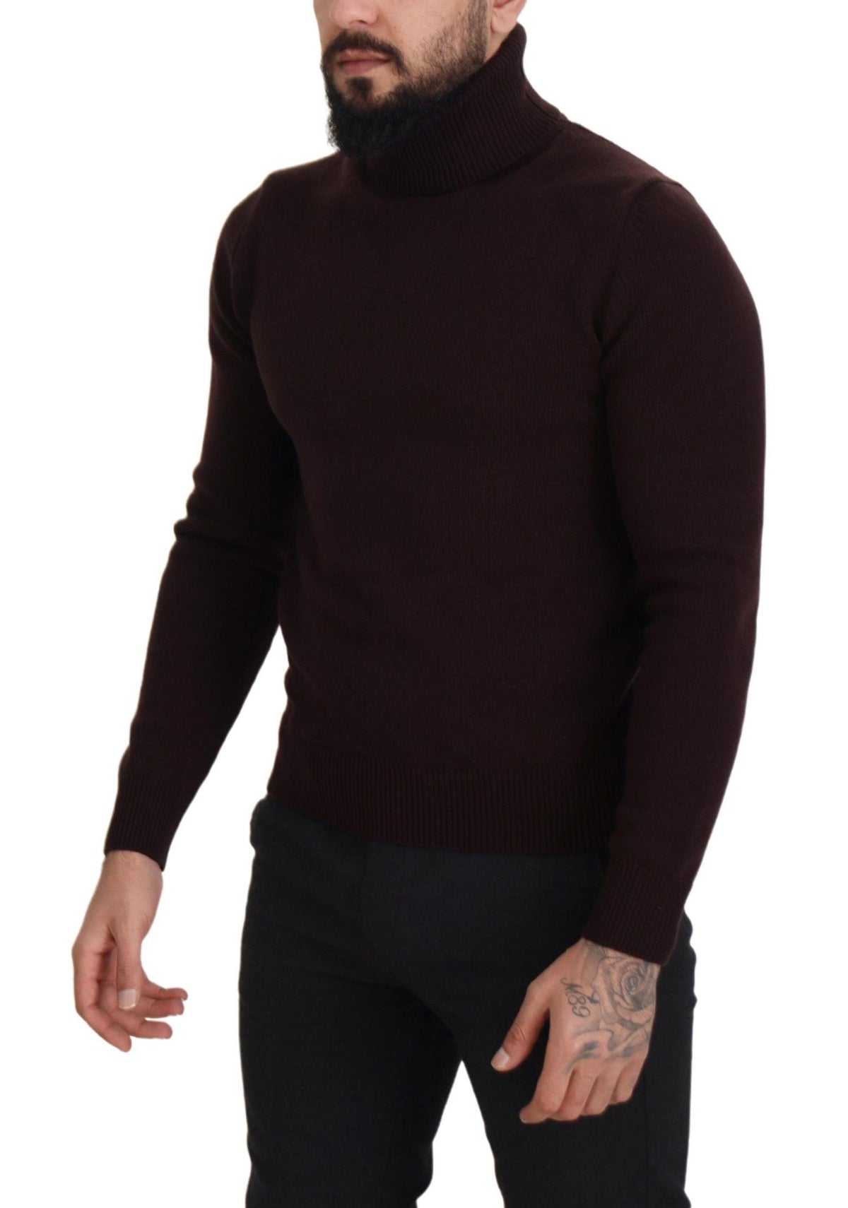 Pull en laine à col montant brun de Dolce &amp; Gabbana