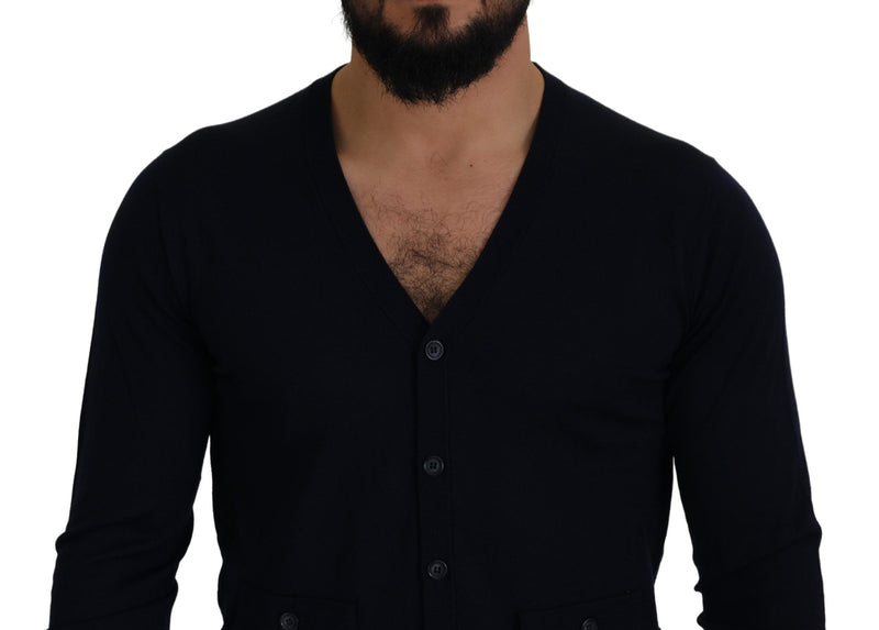 Cardigan en laine bleu STAFF de Dolce &amp; Gabbana