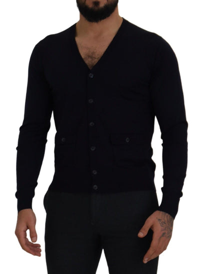 Cardigan en laine bleu STAFF de Dolce & Gabbana
