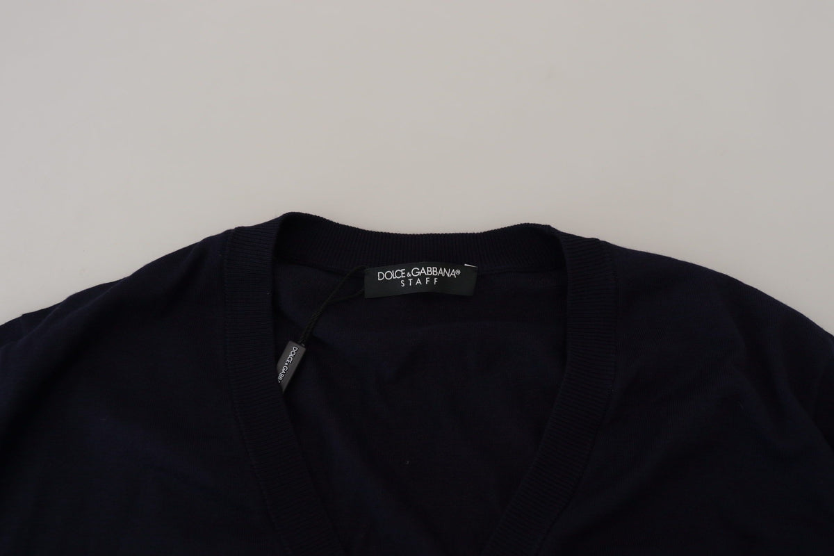 Cardigan en laine bleu STAFF de Dolce &amp; Gabbana