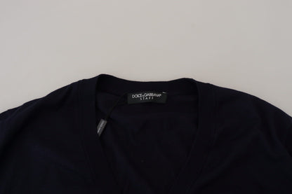 Cardigan en laine bleu STAFF de Dolce & Gabbana