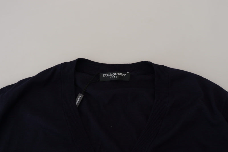 Cardigan en laine bleu STAFF de Dolce &amp; Gabbana
