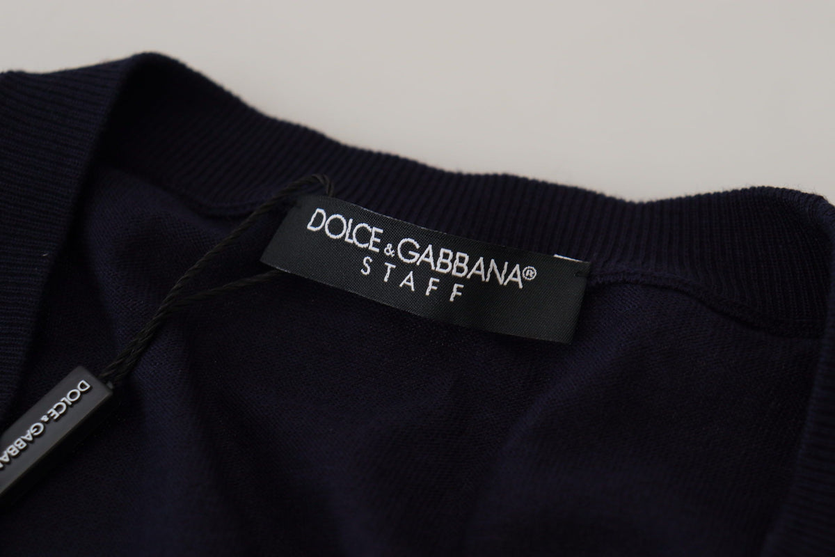 Cardigan en laine bleu STAFF de Dolce &amp; Gabbana