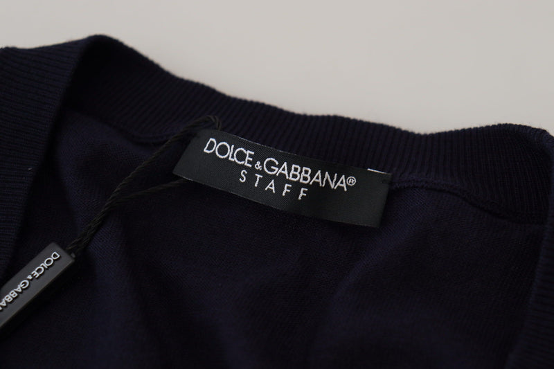 Cardigan en laine bleu STAFF de Dolce &amp; Gabbana
