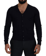 Cardigan en laine bleu STAFF de Dolce &amp; Gabbana