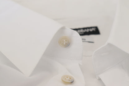 Chemise habillée dorée en coton blanc à plumes de paon Dolce & Gabbana