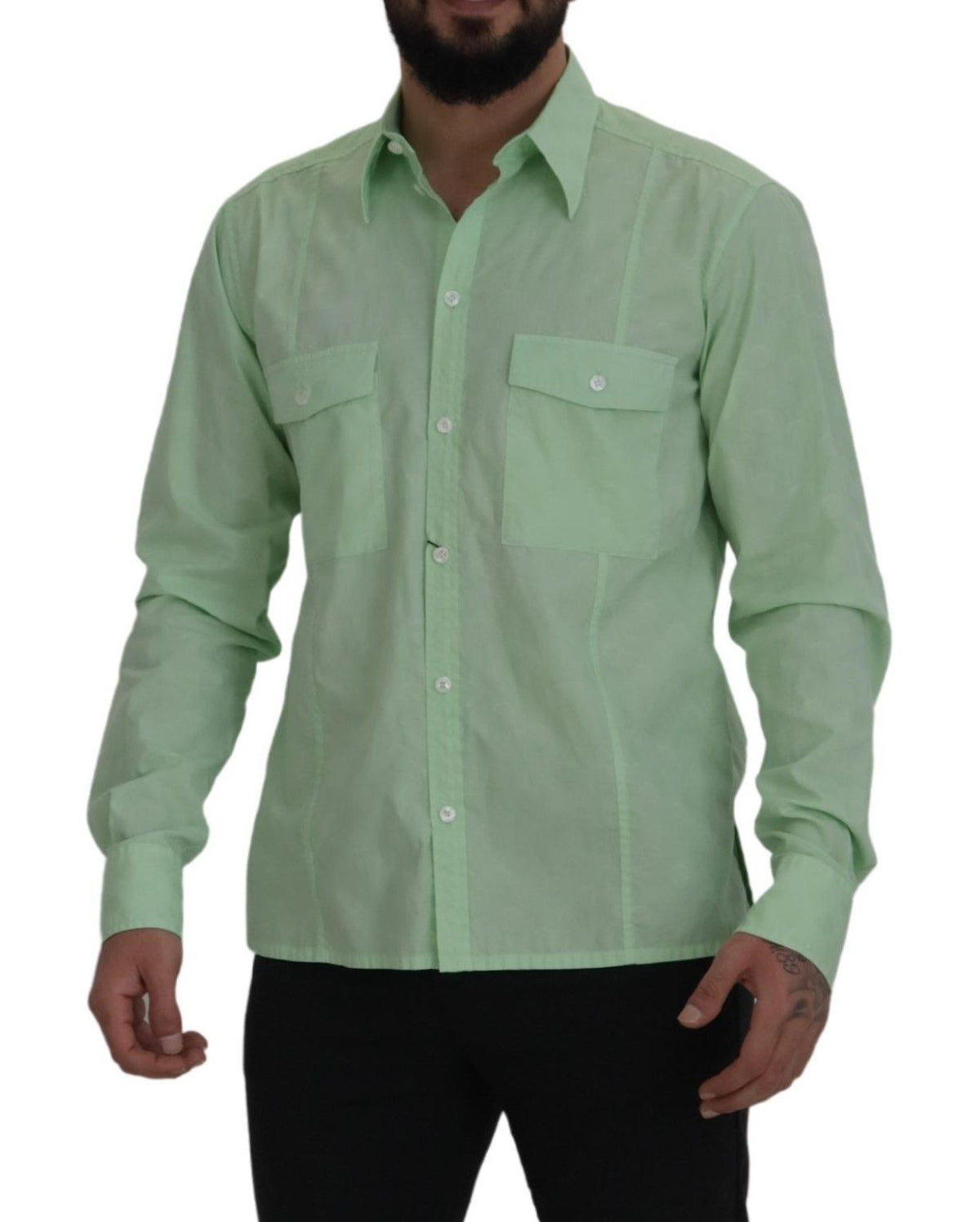 Chemise à manches longues et boutons en vert menthe de Dolce &amp; Gabbana