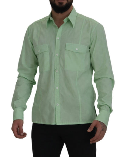 Chemise à manches longues et boutons en vert menthe de Dolce & Gabbana