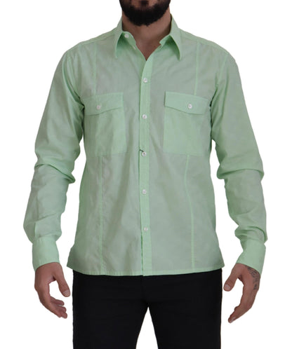 Chemise à manches longues et boutons en vert menthe de Dolce & Gabbana