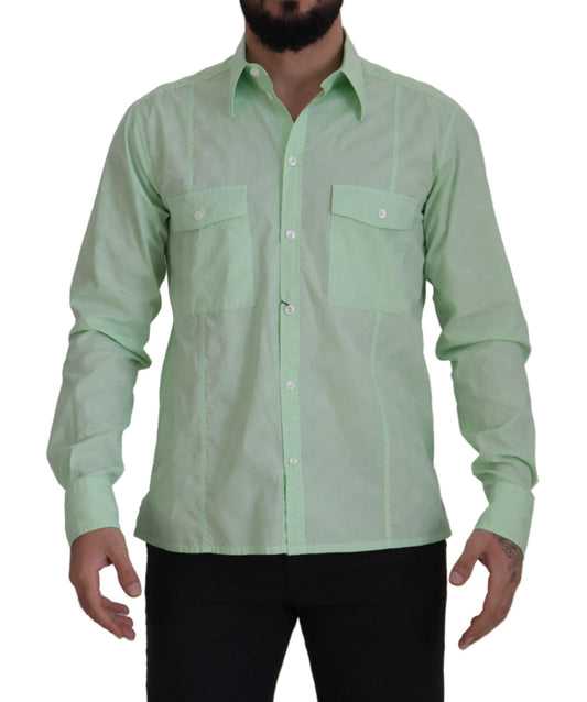 Chemise à manches longues et boutons en vert menthe de Dolce & Gabbana