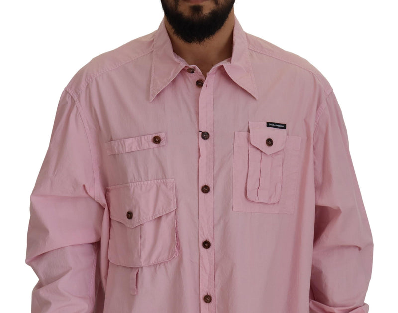 Chemise à manches longues, boutonnée, rose, décontractée de Dolce &amp; Gabbana