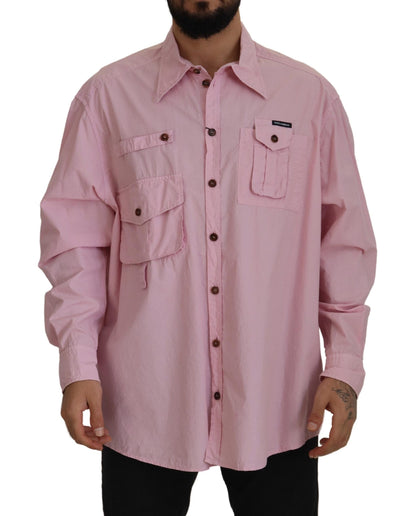 Chemise à manches longues, boutonnée, rose, décontractée de Dolce & Gabbana