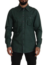 Chemise à manches longues à boutons en vert foncé de Dolce &amp; Gabbana