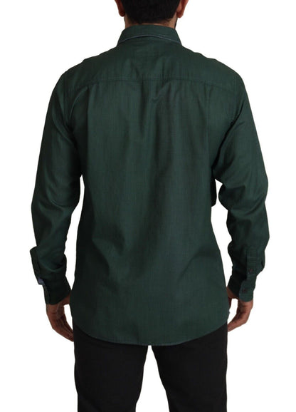 Chemise à manches longues à boutons en vert foncé de Dolce & Gabbana