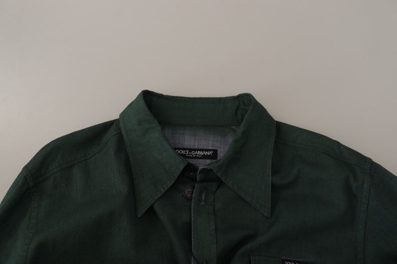 Chemise à manches longues à boutons en vert foncé de Dolce &amp; Gabbana