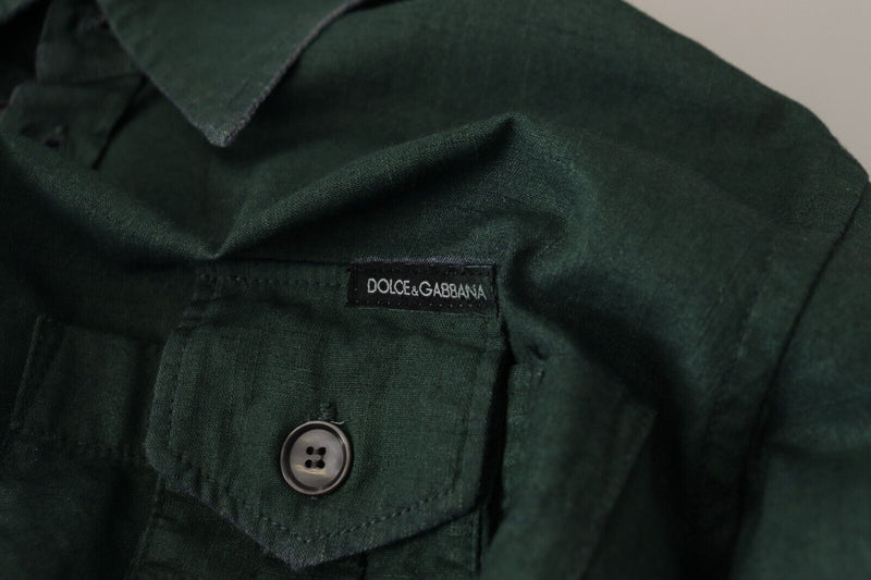 Chemise à manches longues à boutons en vert foncé de Dolce &amp; Gabbana