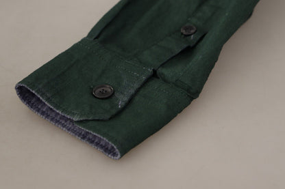Chemise à manches longues à boutons en vert foncé de Dolce & Gabbana