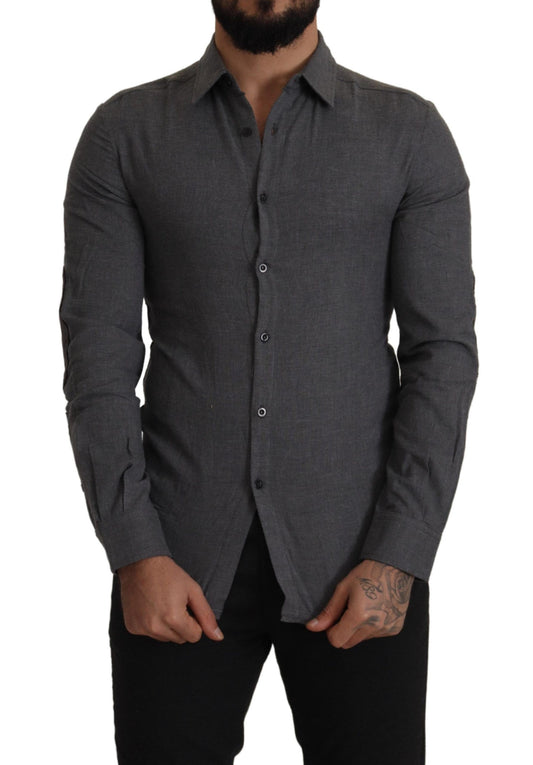 Chemise homme décontractée en coton gris foncé Costume National