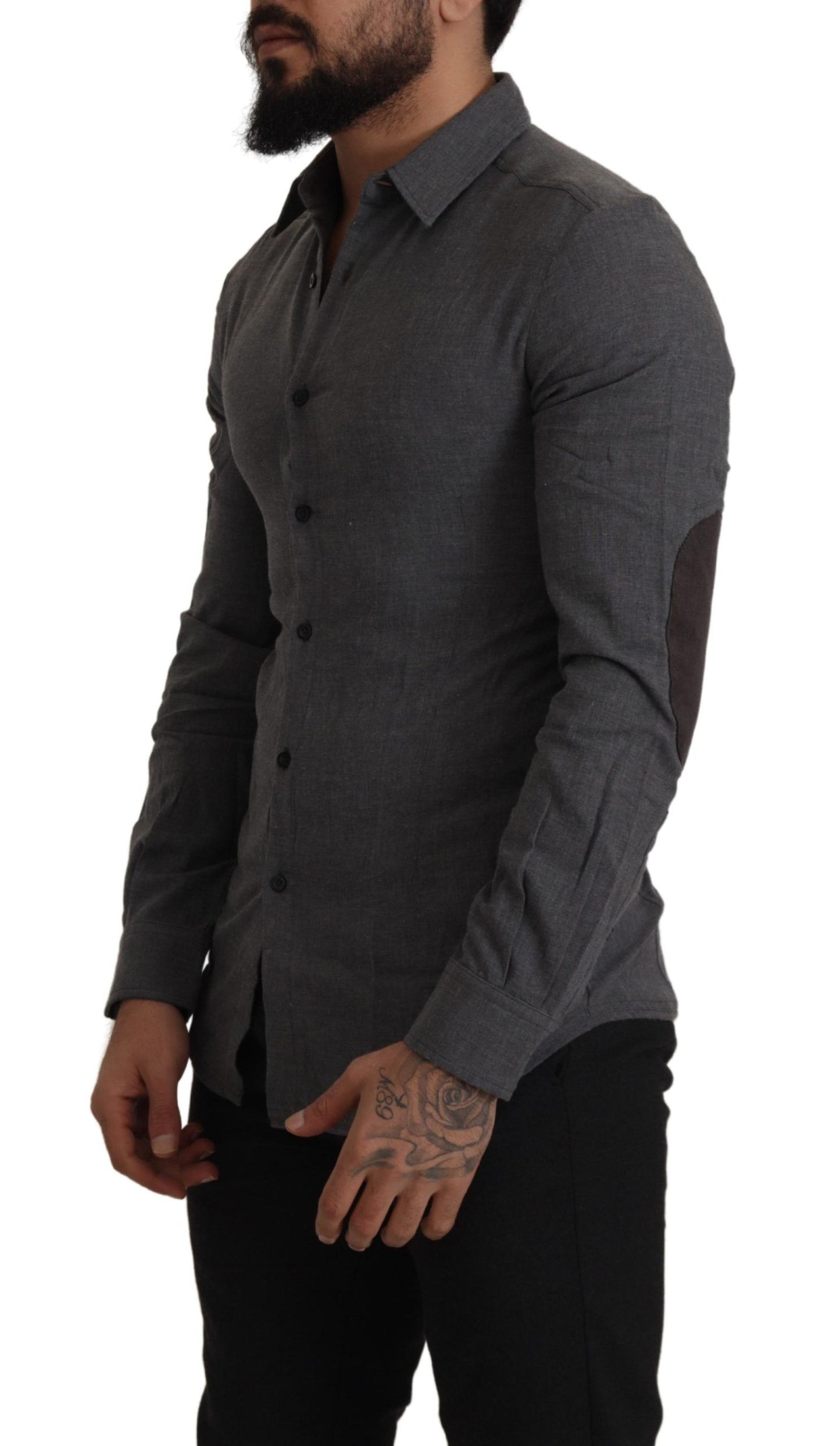 Chemise homme décontractée en coton gris foncé Costume National