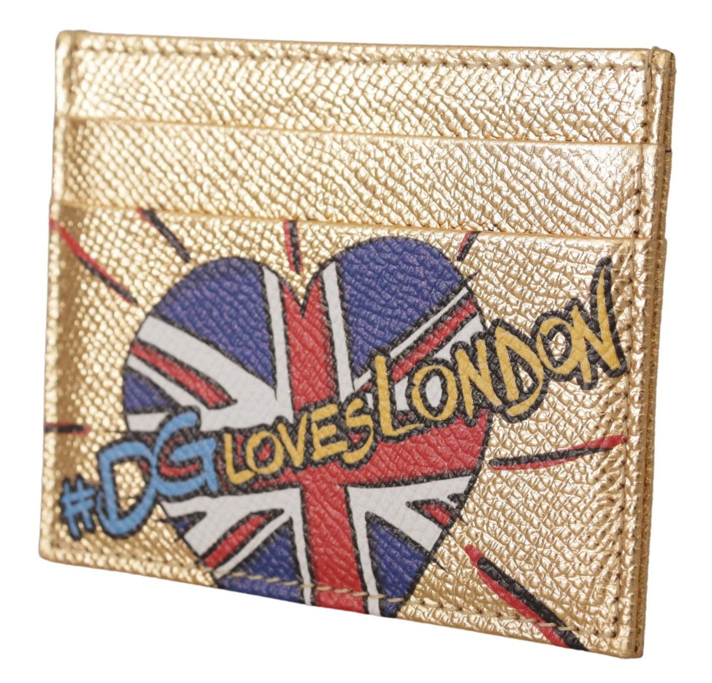 Dolce & Gabbana Gouden Leren #DGLovesLondon Dames Kaarthouder Portemonnee
