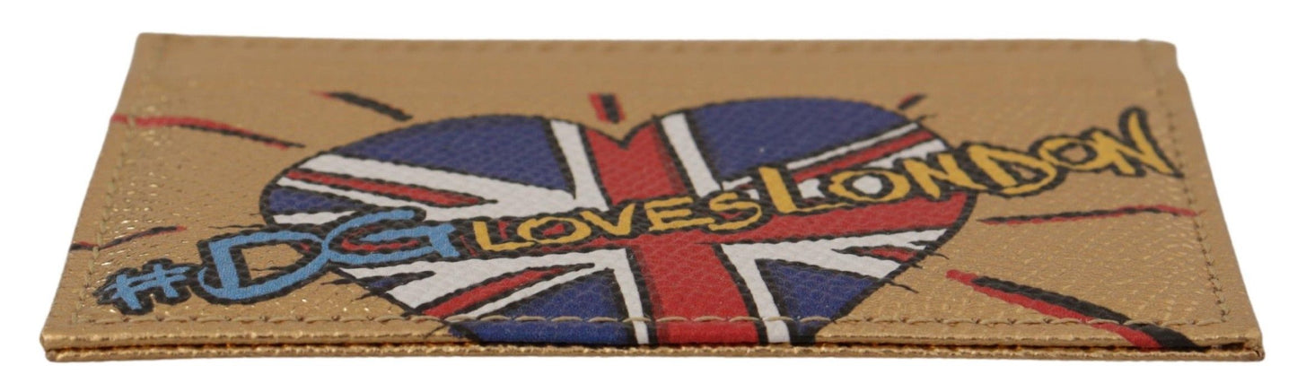 Dolce & Gabbana Gouden Leren #DGLovesLondon Dames Kaarthouder Portemonnee