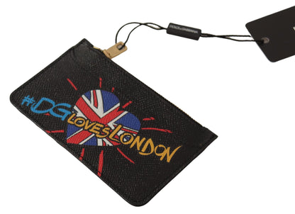Dolce & Gabbana Zwarte Leren #DGLovesLondon Dames Kaarthouder Munthouder Portemonnee