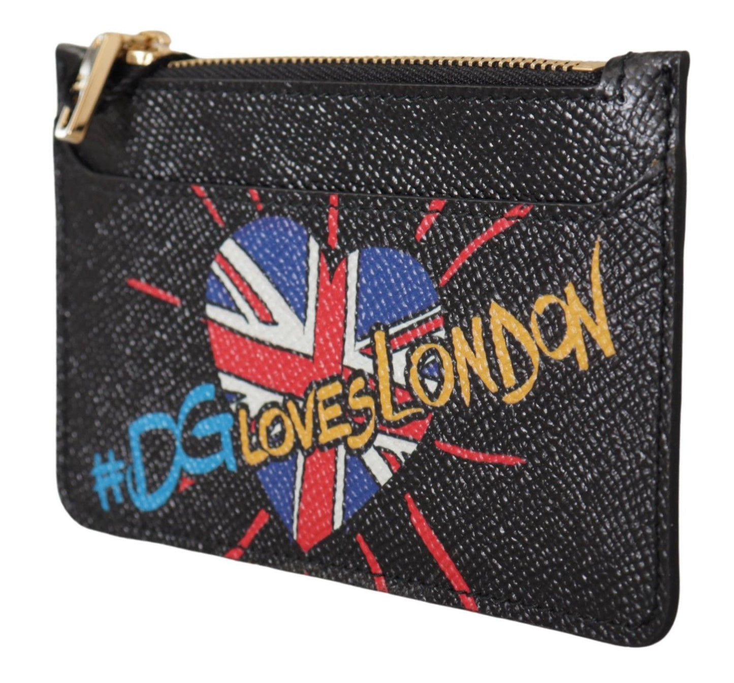 Dolce & Gabbana Zwarte Leren #DGLovesLondon Dames Kaarthouder Munthouder Portemonnee