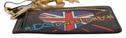 Dolce & Gabbana Zwarte Leren #DGLovesLondon Sleutelhanger Kaarthouder Muntenhouder