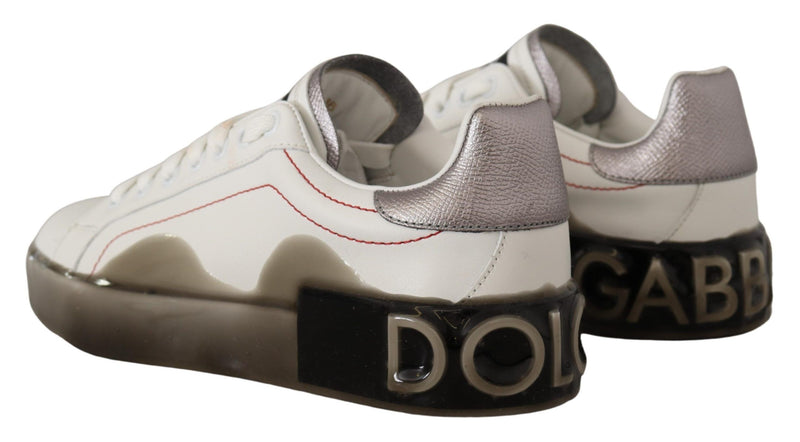 Dolce & Gabbana Portofino Sneakers en Cuir Blanc pour Femmes