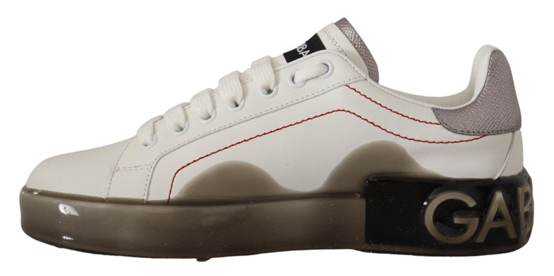 Dolce & Gabbana Portofino Sneakers en Cuir Blanc pour Femmes