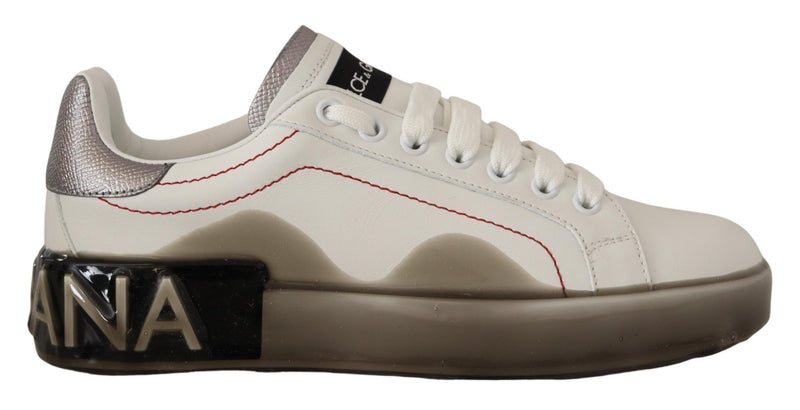 Dolce & Gabbana Portofino Sneakers en Cuir Blanc pour Femmes