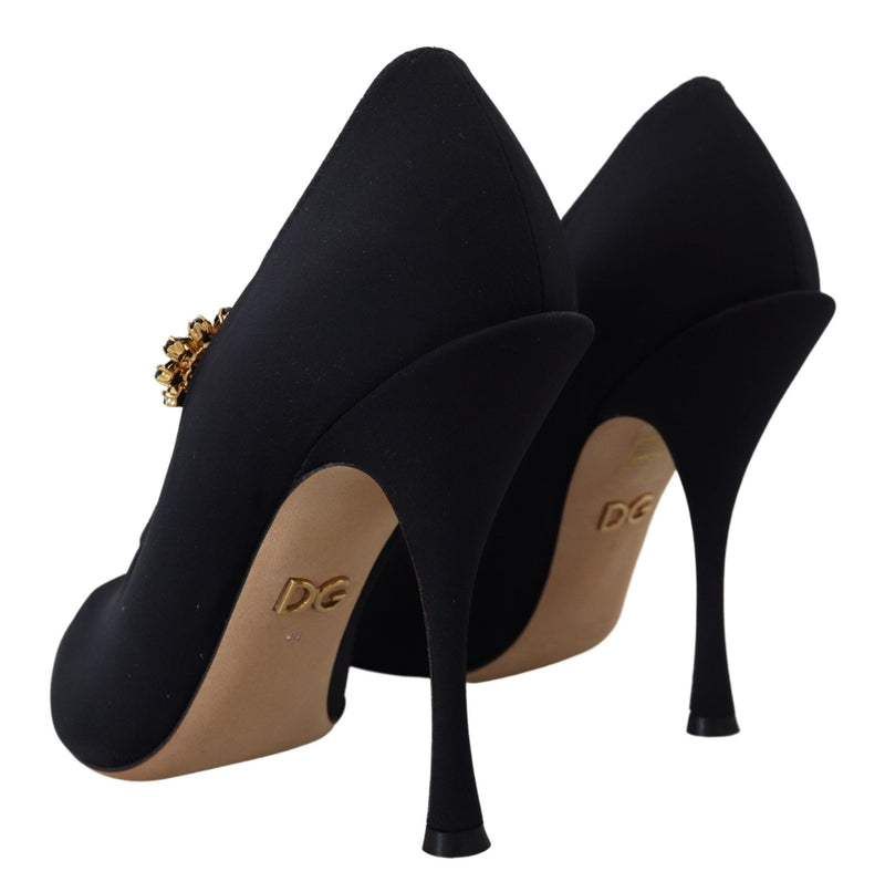 Dolce & Gabbana Black Socks Stretch Crystal Pumps