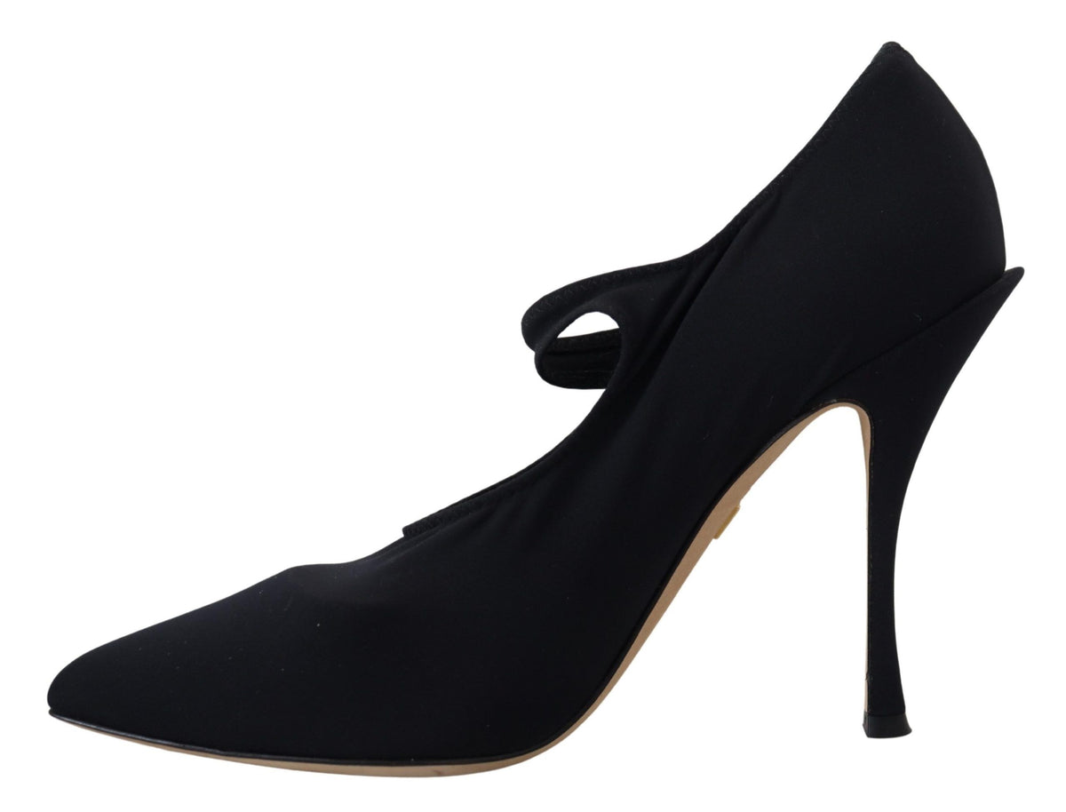 Dolce & Gabbana Black Socks Stretch Crystal Pumps