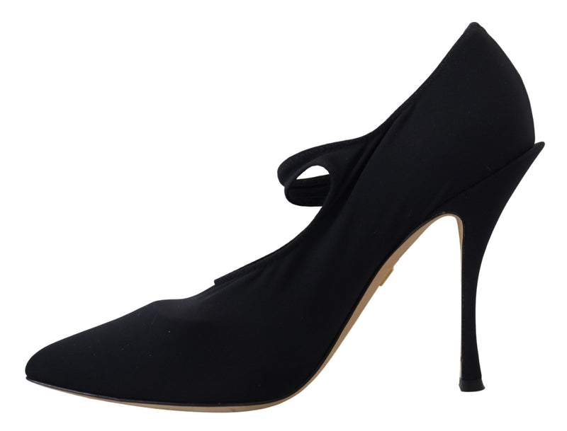 Dolce & Gabbana Black Socks Stretch Crystal Pumps