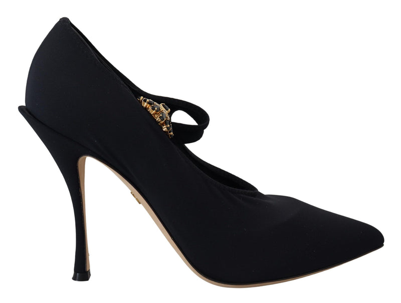 Dolce & Gabbana Black Socks Stretch Crystal Pumps