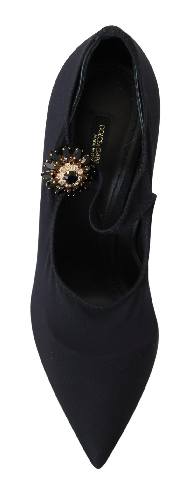 Dolce & Gabbana Black Socks Stretch Crystal Pumps
