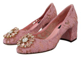 Dolce & Gabbana Pink Taormina Lace Crystal Pumps