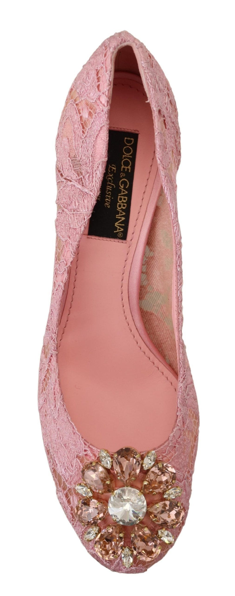 Dolce & Gabbana Pink Taormina Lace Crystal Pumps