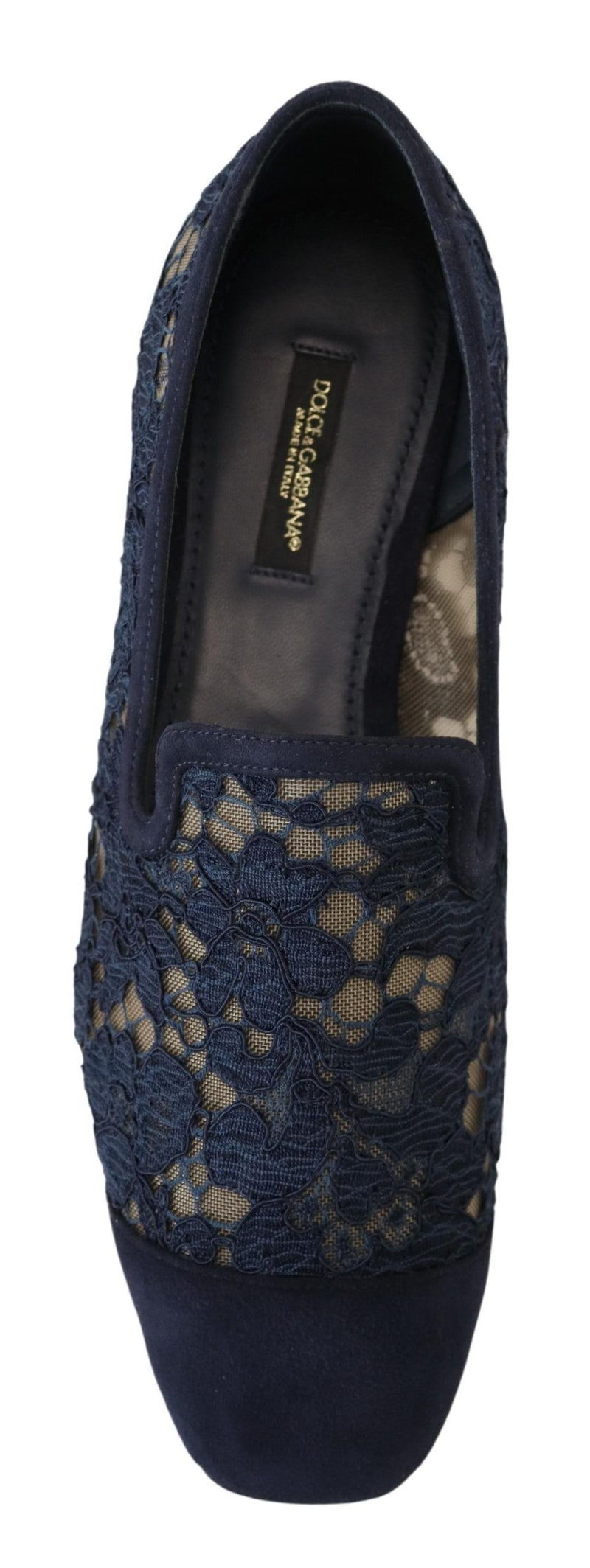 Dolce & Gabbana Blue Floral Lace Slip-On Loafers