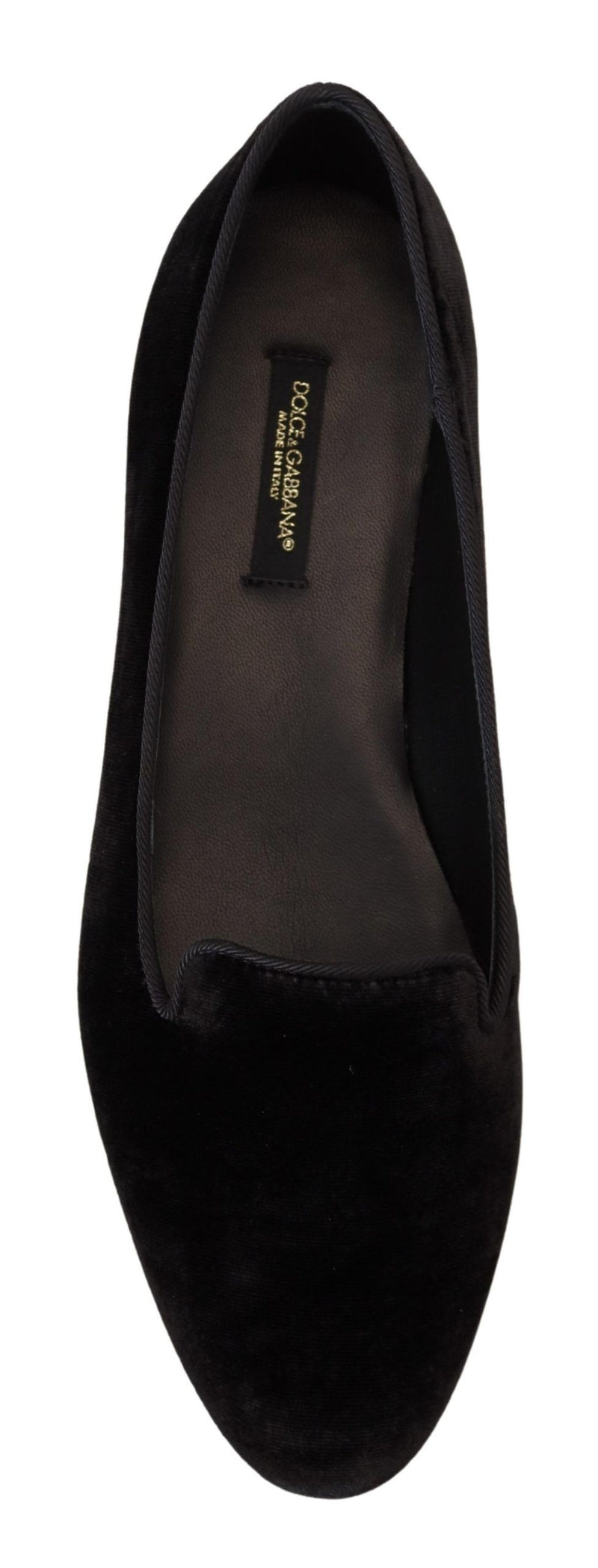 Dolce & Gabbana Black Velvet Slip-On Loafers Flats Shoes
