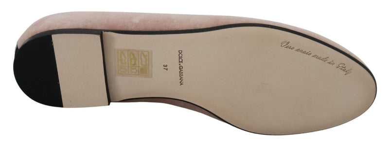 Dolce & Gabbana Pink Velvet Slip-On Loafers Flats Shoes
