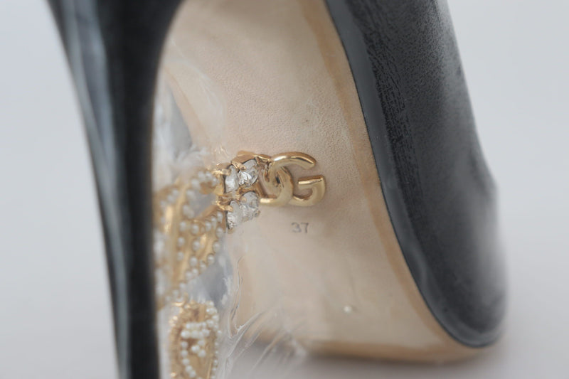 Dolce & Gabbana Black Leather Heels Pumps - Authentic Style