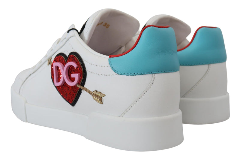 Dolce & Gabbana White Portofino Logo Heart Sneakers