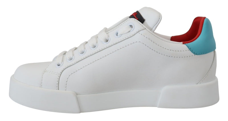 Dolce & Gabbana White Portofino Logo Heart Sneakers