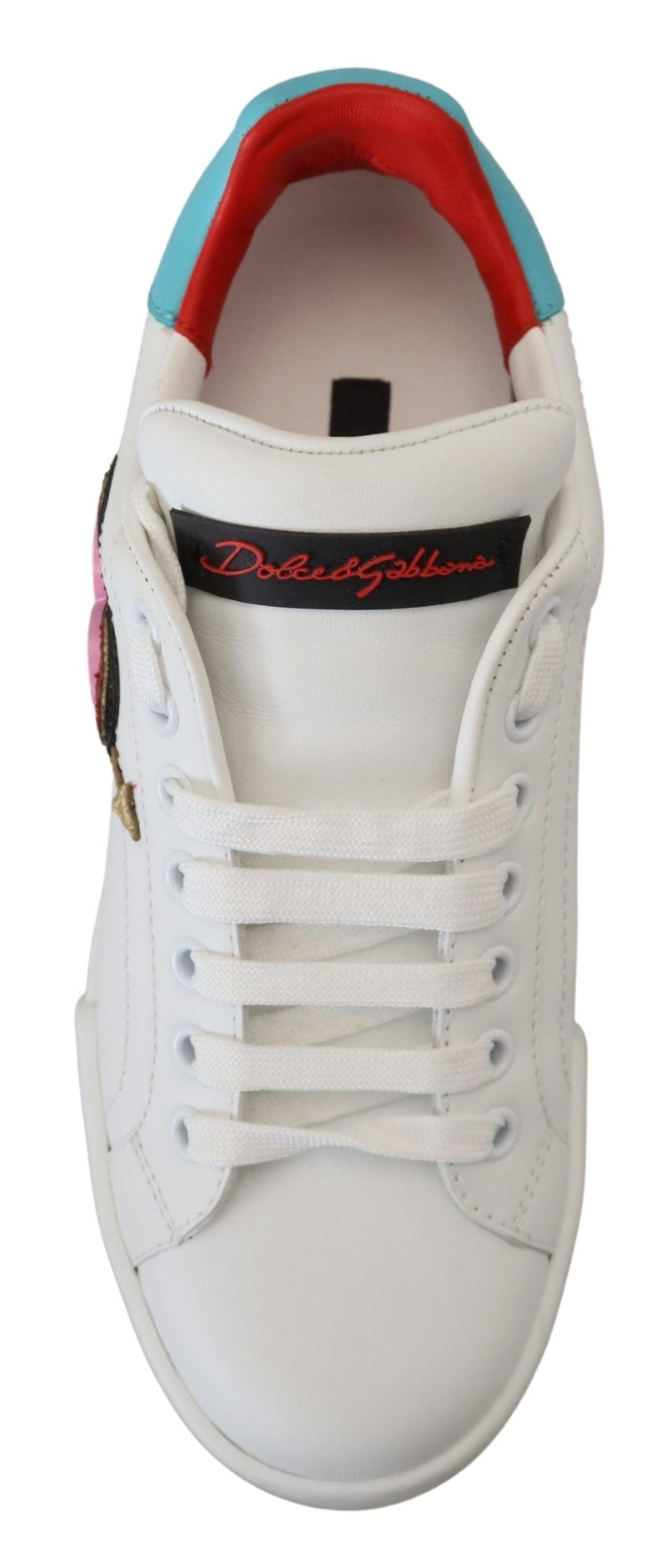 Dolce & Gabbana White Portofino Logo Heart Sneakers